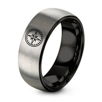 Valentines Day Gifts for Her Rings – black & silver tungsten bearing ring ring