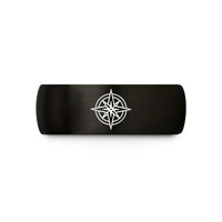tungsten bands for couples – black & gold tungsten compass rose wedding band
