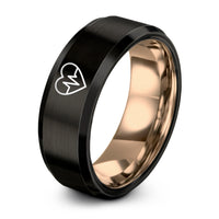romantic tungsten rings present – black & rose gold tungsten double ecg couple ring