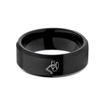 women's unique present ring – black tungsten podcast microphone wedding band