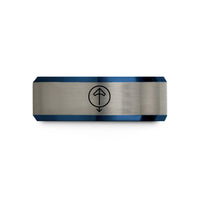 unique rings for women – black & blue & silver tungsten tiwaz wedding band