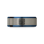 romantic presents for her – blue & grey tungsten circuit board pattern wedding band