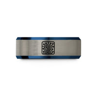 romantic presents for her – blue & grey tungsten circuit board pattern wedding band