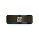 personalized jewelry for her – gunmetal & blue tungsten circuit board pattern wedding band