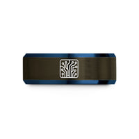 personalized jewelry for her – gunmetal & blue tungsten circuit board pattern wedding band