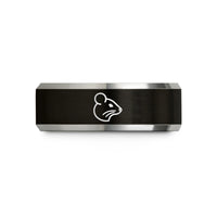 tungsten rings for couples – black & grey tungsten fancy mouse wedding band