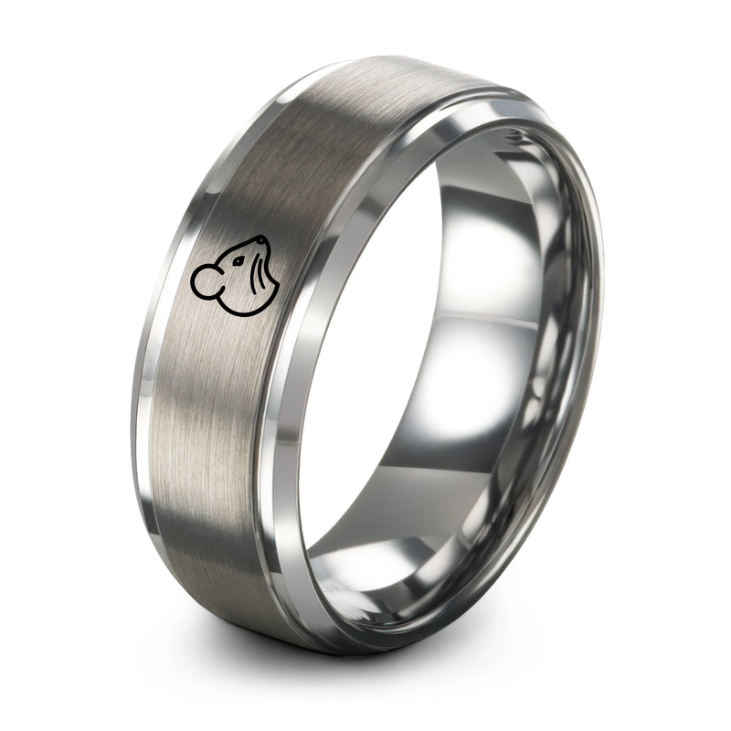 Fancy Mouse – Tungsten Wedding Band, 8 mm, Grey Comfort-Fit Unisex