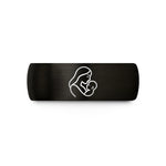 unique rings for women – black & rose gold tungsten mother child silhouette wedding band