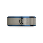 unique presents for girlfriend – black & blue & gray tungsten waxing crescent wedding band