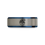 presents for boyfriend – black & blue & silver tungsten sea turtle wedding band