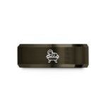romantic presents for him – gunmetal & rose gold tungsten baby jesus manger wedding band