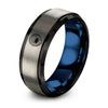 Charybdis Whirlpool Maw – Tungsten Wedding Band, 8 mm, Blue, Silver Comfort-Fit Unisex