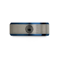 unique presents for him – black & blue & grey tungsten charybdis whirlpool maw wedding band