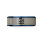tungsten rings for couples – blue & gray tungsten multimeter wedding band