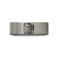 mens stainless steel rings – blue & silver tungsten multimeter wedding band