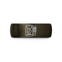 titanium bands for men – gunmetal & blue tungsten multimeter wedding band
