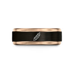 romantic presents for him – black & rose gold tungsten soybean pod wedding band