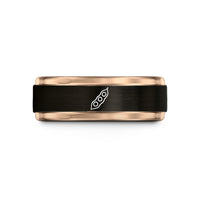 romantic presents for him – black & rose gold tungsten soybean pod wedding band