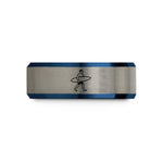 matching couple jewelry sets – black & blue & grey tungsten surfer board wedding band