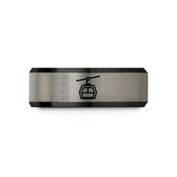 personalized presents for mom – black & blue & grey tungsten gondola cable wedding band