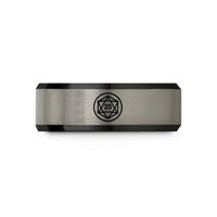 best presents for mom – black & blue & silver tungsten spin down wedding band