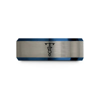 presents for new mothers – black & blue & silver tungsten the hanged man wedding band