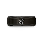 present ideas for sister – black tungsten standing dog wedding band