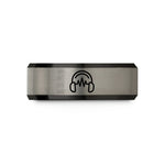 tungsten rings for women – black & silver tungsten stereo waveform headphones wedding band