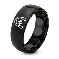 Valentines Day Gifts for Sister – black tungsten stereo waveform headphones ring