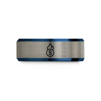 best presents for grandma – black & blue & grey tungsten sulfur wedding band