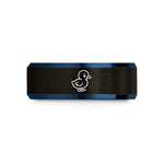 tungsten ring for her – black & blue tungsten gosling wedding band