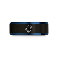 tungsten ring for her – black & blue tungsten gosling wedding band