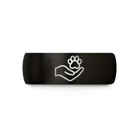 tungsten wedding band men – black & gold tungsten helping hands paw wedding band