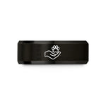 personalized rings for her – black & rose gold tungsten helping hands paw wedding band