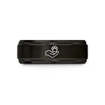 personalized rings for her – black tungsten helping hands paw wedding band