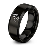 personalized rings for her – black tungsten helping hands paw ring