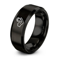 personalized rings for her – black tungsten helping hands paw ring
