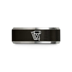 special presents for her – black & silver tungsten nail gun wedding band