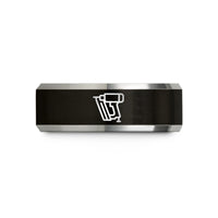 special presents for her – black & silver tungsten nail gun wedding band