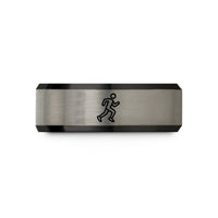 personalized jewelry for her – black & blue & gray tungsten trail runner wedding band