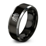 personalized presents for lovers – black & silver tungsten boardwalk path railings ring