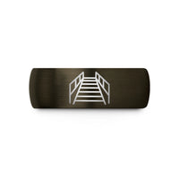romantic present ideas men – gunmetal & black tungsten boardwalk path railings wedding band