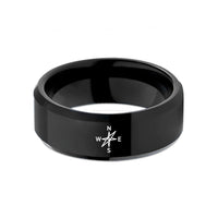 best presents for partners – black tungsten compass directions wedding band