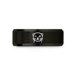 matching rings for lovers – black tungsten ferret face wink wedding band