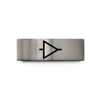 special presents for women – blue & gray tungsten comparator symbol wedding band