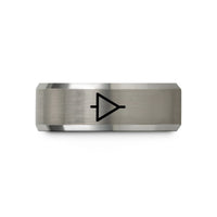 romantic presents for her – silver tungsten comparator symbol wedding band