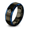 Comparator Symbol – Tungsten Wedding Band, 8 mm, Gunmetal, Blue Comfort-Fit Unisex