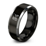 romantic ring sets men – black & gray tungsten jumping fish ring