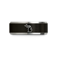 unique presents for her – black & gray tungsten michigan wedding band