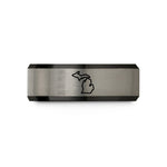 unique presents for her – black & silver tungsten michigan wedding band